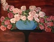 Roses in Blue Bowl