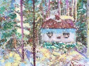 Rainbow Winter Cottage(SOLD) Availabble in Giclee